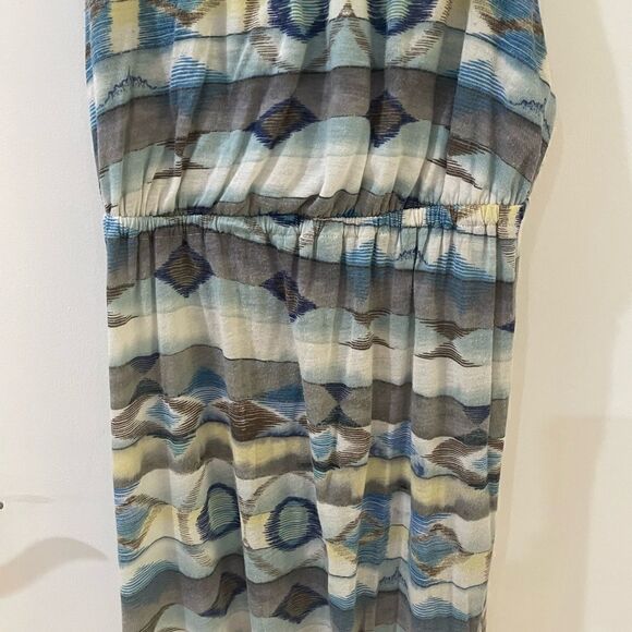 QSW QUICKSILVER blue white yellow tribal print empire waist maxi dress XS - Picture 8 of 11